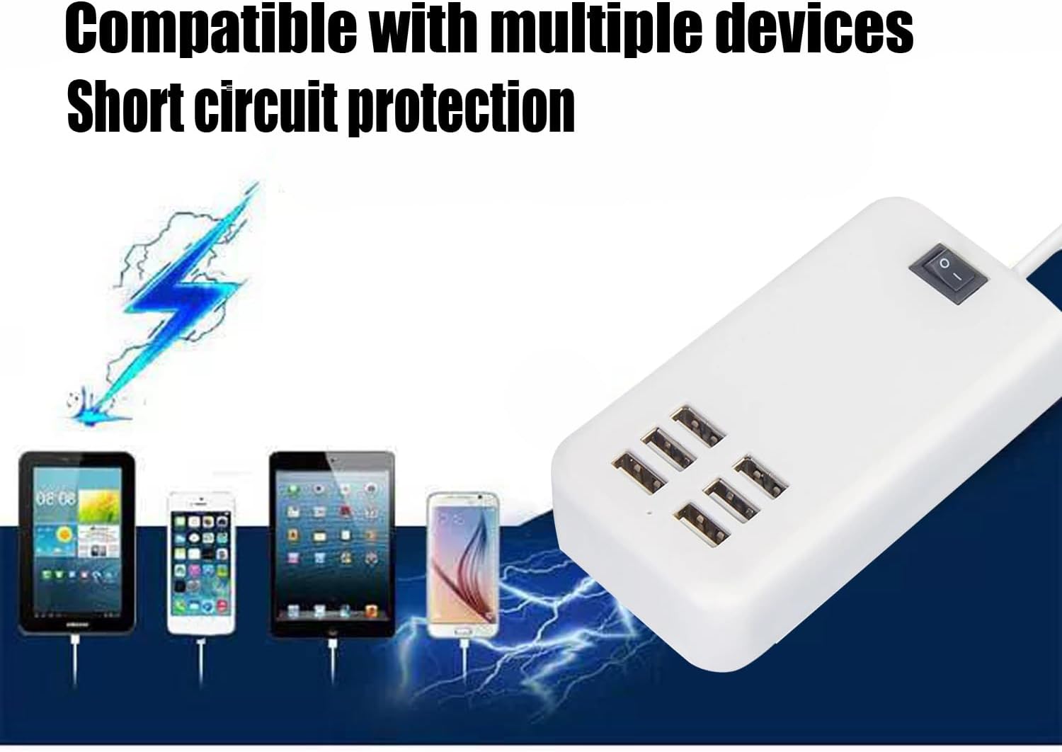 6 Ports USB Charger Hub Desktop US Plug AC Power Wall Travel Charging Adapter Slots Charging Station
