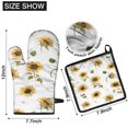 thumbnail image 6 of White Daisy Green Leaf Sunflower Pattern Kitchen Oven Mitt and Pot Holder Sets 2 Pcs for Baking, Cooking and Grilling, Heat Resistant Up To 392 °F, 6 of 7