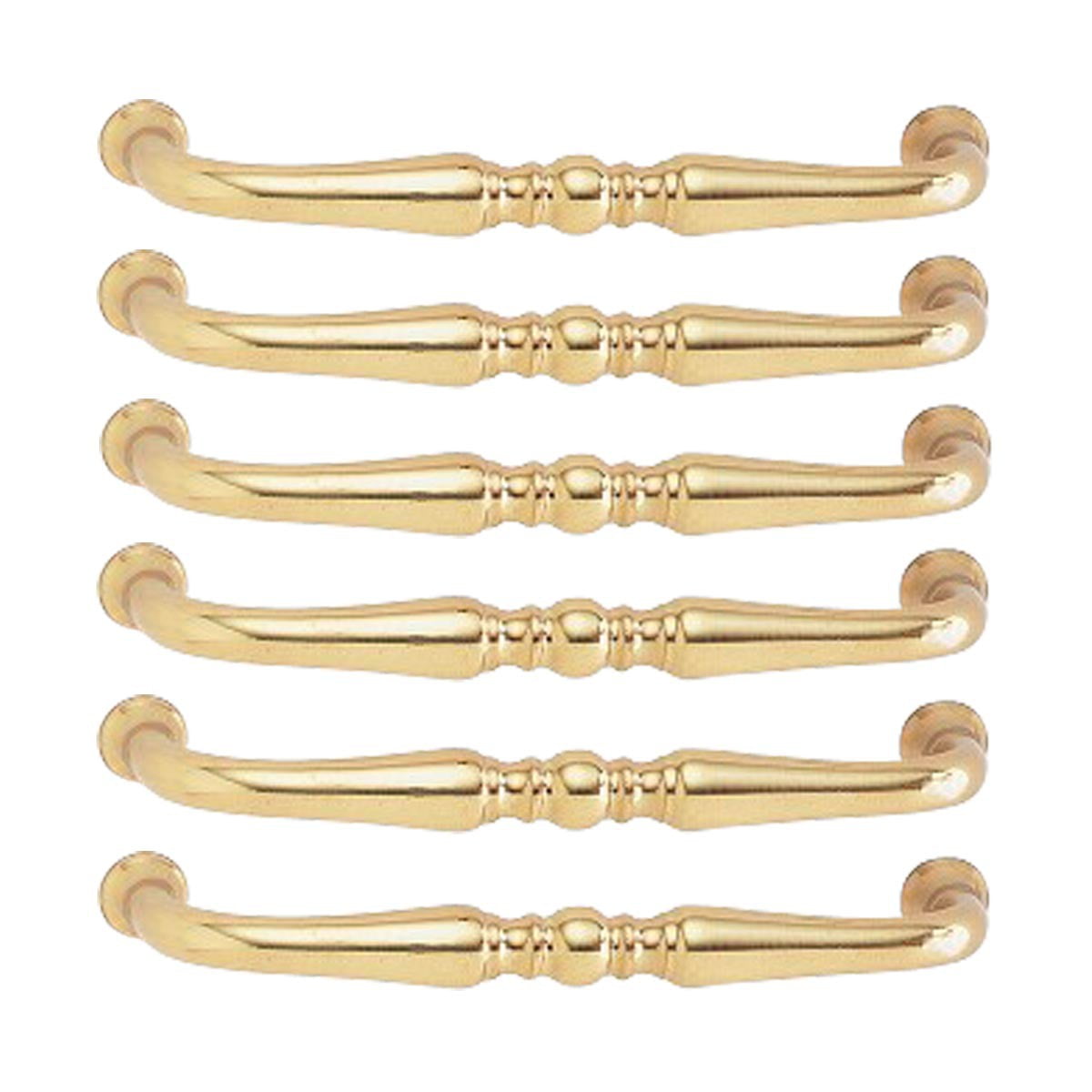 Bright Solid Brass Spooled Pull 3 5/8 in Boring Set of 6