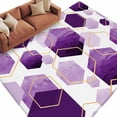 thumbnail image 2 of Rectangle Area Rug 6x9ft,Modern Abstract Purple Color Block Washable Carpet Non-Slip Runner Accent Rugs Indoor Floor Mat for Bedroom Living Room Decor,Retro Gold Line, 2 of 9