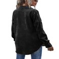 thumbnail image 4 of Womens Corduroy Autumn Shirt Jacket Lapel Button-down Long Sleeve Solid Color Shacket Jacket, 4 of 6