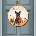 thumbnail image 2 of Happy Thanksgiving Scottish Terrier with Turkey Pumpkins Autumn Vibes Round Wood Sign Scottie Dog Lover Gifts Hanging Wall Home Decor - 12018, 2 of 5