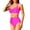 Hot Pink, variant on Admvng Swim Suits for Women Conservative Solid Strappy Back Set Two Piece Swimsuits Swimdress S-2XL