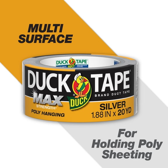 Duck Max Poly Hanging Duct Tape, 1.88 in. x 20 yd., Silver