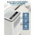 thumbnail image 3 of 10000 BTU Portable Air Conditioner – 3-In-1 AC Unit with Cool/Fan/Dehumidifier, Remote Control, Window Kit – Covers 450 Sq Ft, White, 3 of 8