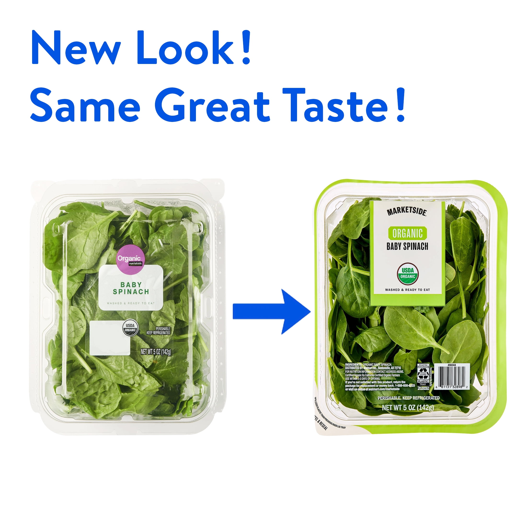 Marketside Organic Baby Spinach Salad, 5 oz Clam Shell (Fresh)