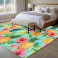 thumbnail image 5 of Pineapple Lemon Washable Living Room Rugs 5'x7', Watercolor Summer Fruits Floral Teal Low Pile Throw Large Area Rugs Non-Slip Sturdy Edge Binding Carpet for Dining Room Bedside Kitchen, 5 of 9