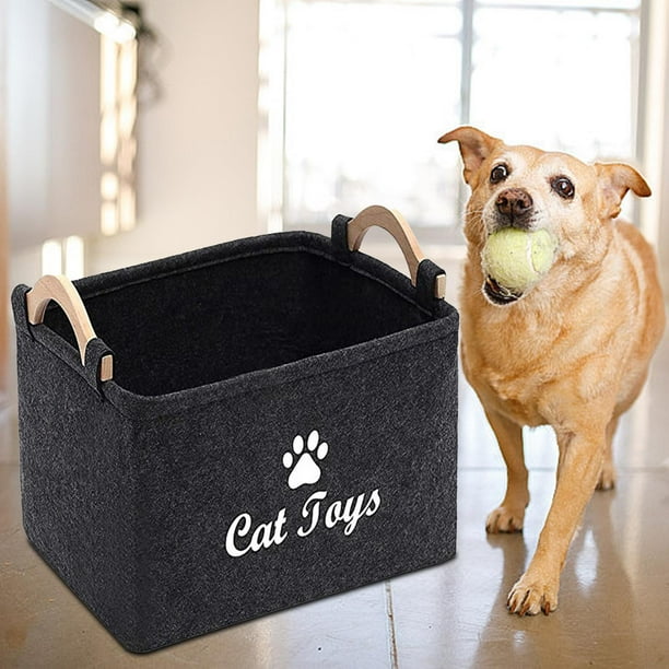 Yinanstore Dog Toy Organizer Bin Large Capacity Multipurpose Rectangular Folding with Handles Puppy Stuff Basket Bin Storage Basket Dark Gray Walmart