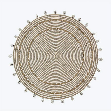 

Youngs 61673 Paper Round Wall & Tabletop Mat with Shell Accent White & Natural
