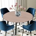 thumbnail image 3 of Brown Round Fitted Tablecloth with Elastic Edge, Waterproof Table Cloth Table Cover for 36"-44" Tables, Farmhouse Solid Brown Color Modern Art Tablecloths for Dining Picnic Indoor Outdoor, 3 of 9