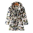 thumbnail image 2 of Hiiyo Toddler Girl's Flannel Bathrobe Leopard Hooded Sleepwear Robe Thicken Warm Homewear, 2 of 6