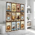 thumbnail image 5 of Coffee Bathroom Shower Curtains with 12 Hooks Polyester Waterproof Shower Curtain for Stalls and Bathtubs Vintage Farmhouse Funny Cartoon Cup Plaid Decorative Bathroom Privacy Curtain 36x72 Inches, 5 of 7