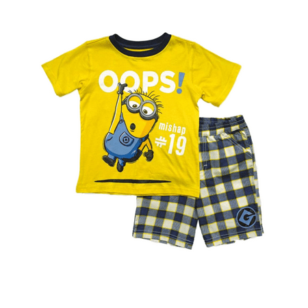 Despicable Me Toddler Boys Yellow Hanging Minion Oops Baby Outfit Shorts Set