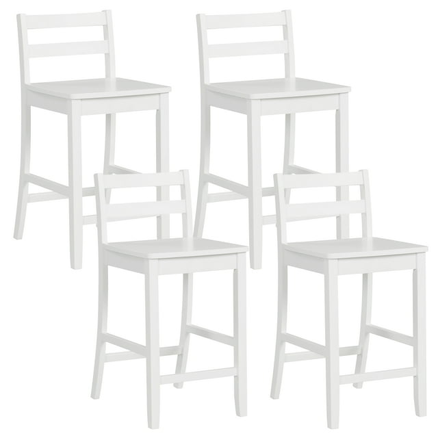 Costway 24-Inch Wooden Bar Stools Set of 4 with Ergonomic Backrest Counter Height Stools White