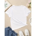 thumbnail image 2 of Girls' Breathable Stretch T-Shirt with Blue Bow Print - Casual Round Neck Summer Top, Machine Washable, 2 of 5