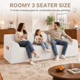 thumbnail image 2 of 3 Seater Corduroy Sofa, UHOMEPRO No Assembly Deep Seat Couch, Comfy Loveseat Sofa with Plush Foam Cushion, Modern Floor Sofa for Living Room, Bedroom, Apartment, Guest Room, White, 2 of 8