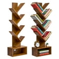 thumbnail image 5 of Sorbus Modern Tree Bookshelf – 7-Tier Zigzag Bookcase with Drawer, Vertical Storage Shelf for Books & Décor, Space-Saving Design, Brown, 5 of 11
