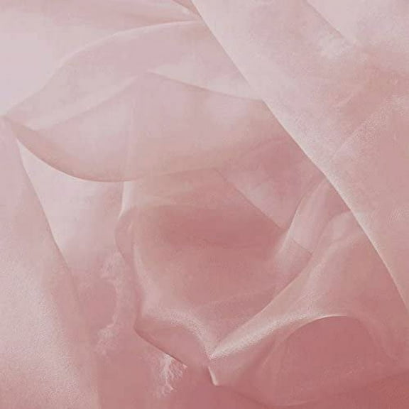 DECORATIVE SILK INC. Sparkle Crystal Sheer Organza Fabric Shiny 60" inch wide by the yard (Dusty Rose)