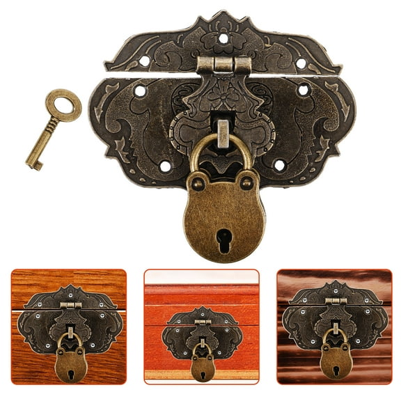 Hasp Latch,1 Set of Vintage Wooden Box Hasp Lock Decorative Jewelry Box Buckle Gift Box Hasp Latch
