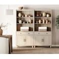 thumbnail image 6 of WAMPAT Farmhouse 5 Tier Bookcase 72" Tall Bookshelf with Doors, Large Display Book Shelf with 2 Drawers and Storage Cabinet, Library Wood Bookshelves for Living Room, Bedroom, Office, Beige (2PCS), 6 of 8