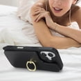 thumbnail image 4 of for iPhone 17 Case with Card Holder and Strap for Women,Crossbody Lanyard,Ring Stand,Snap Clasp,Cute Phone Wallet Cases 6.3 inch (Black), 4 of 16