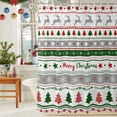 thumbnail image 6 of Merry Christmas Tree Snowflakes Elk Shower Curtain for Bathroom, Green Red Stripes Waterproof Shower Curtains Washable Quick Dry with Hooks Bathtub Curtains 60x72IN, 6 of 9