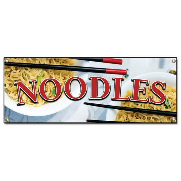 Noodles | 18" X 48" Banner | Concession Stand Food Truck Single Sided With Grommets | Made in The USA