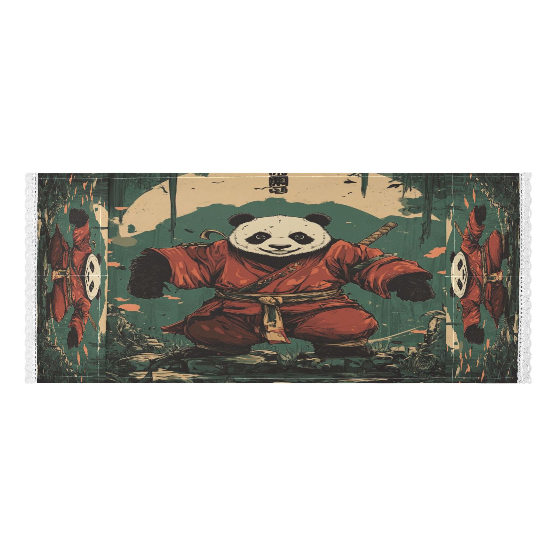 WOBOGO Samurai Panda Pattern Washing Machine Cloth Dryer Refrigerator Top Cover Protective Non-Slip Mat For Kitchen Laundry