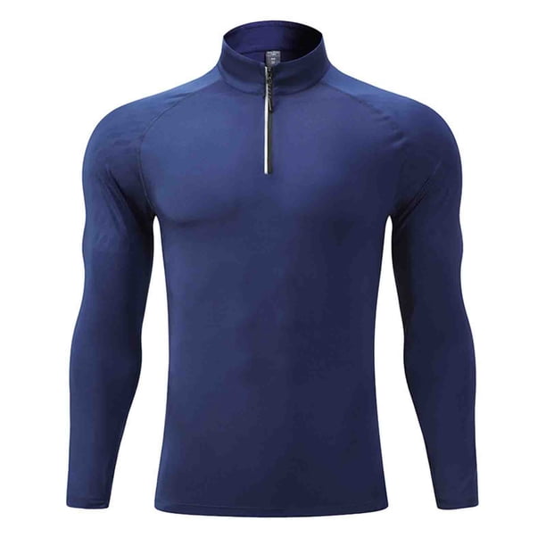 pstuiky camisetas de manga larga para hombre, Ropa deportiva para hombre, cuello alto, media cremallera, color liso, secado rápido, para correr, manga larga. camisetas de hombre xxxxxl