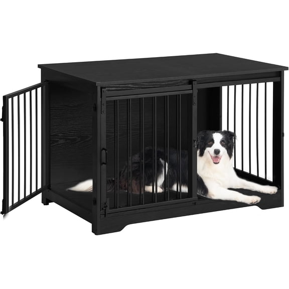 39.3" L Dog Crate Furniture Indoor Dog Kennel with Barn Door