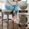 thumbnail image 2 of Maven Lane Pullman Backless Bar Stool in Reclaimed Oak Finish w/ Ash Grey Fabric Upholstery, Set of 3, 2 of 6