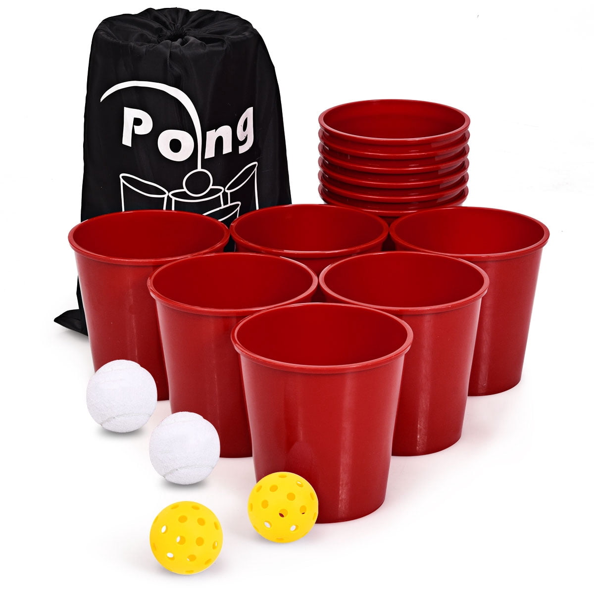 Redsmile Yard Pong Giant Pong Game Set with Carry Bag - Red - Outdoor Party Game - Backyard Entertainment