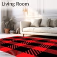 thumbnail image 2 of ODIKA 5'x7' Machine Washable Non-Slip Area Rug, Festive Buffalo Check with Bold Contrasts and Classic Charm High Traffic Rug with Pad, Red, 610587, 2 of 8