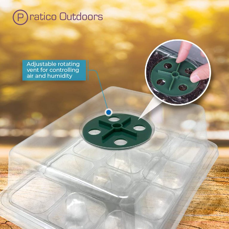 pratico Outdoors 12 Cell Clear Plastic Seed Starter Tray Kit, 5 Pack