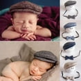 thumbnail image 2 of Baptism Hat for Baby Boy Flat Newsboy Driver Cap and Bow tie Set Gatsby Cap Pageboy Golf hat 0-1 Years, 2 of 3