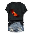 thumbnail image 1 of Camisetas de Manga Corta para las Mujeres de Moda Imprimir Cuello Redondo Camiseta, Mezcla de Poliéster Ligero para Primavera Verano Otoño, 1 of 8