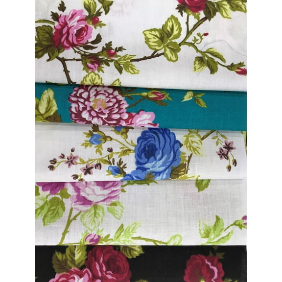 Roses Floral Broadcloth, Sells/price by the Yard from Sal Tex Fabrics, White/Red