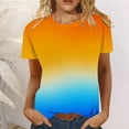 thumbnail image 2 of OGLCCG Womens Short Sleeve T Shirts Casual Tunic Tops Gradient Crewneck Summer Loose Fitting Tee Shirts, 2 of 5