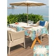 thumbnail image 5 of Outdoor Tablecloths with Umbrella Hole & Zipper, Beige Coastal 54x80 Inch Tablecloth Rectangle, Summer Nautical Beach Coral Starfish Waterproof Table Cloth, Patio/Pool/Picnic Table Covers, 5 of 8