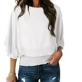thumbnail image 2 of BLVB Women Blouses Dressy Casual 3/4 Length Sleeve Womens Tops Boat Neck Business Work Tunic Shirts, 2 of 7