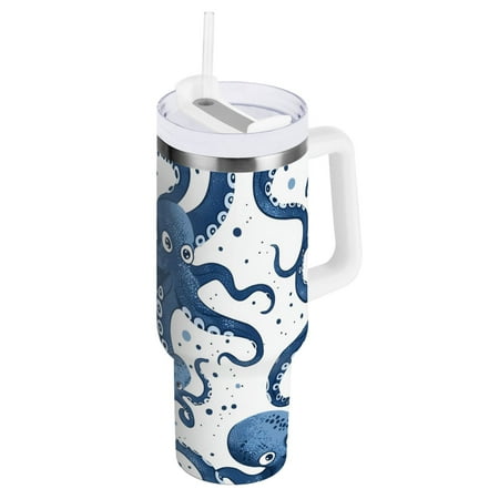 

JSTEL Octopus Polka Dots 40 oz Tumbler Stainless Steel Water Bottle Vacuum Insulated Cup with Straw Lid & Handle For Travel Car Cup Holder