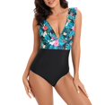 thumbnail image 1 of Cathalem Modest Swimsuits for Women Women’s Plus Size Ribbed Cutout One Piece Swimsuit,Blue M, 1 of 5