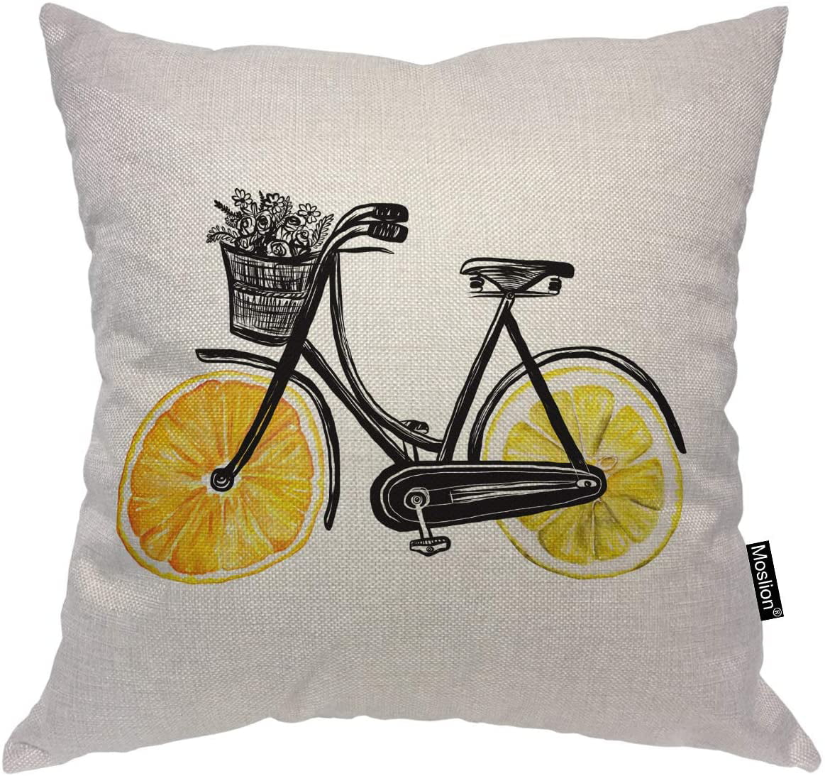Vintage Bicycle Pillow Case Cotton Linen Throw Waist Cushion Cover Home Decor18" 
