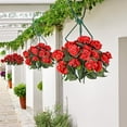 thumbnail image 2 of 4 Packs Artificial Flowers for Outdoor 14'' Red Geranium Silk Flowers UV Resistant Garden Plants Bush Faux Flowers for Home Wedding Kitchen Table Centerpieces Grave Cemetary Vase Decor, 2 of 5