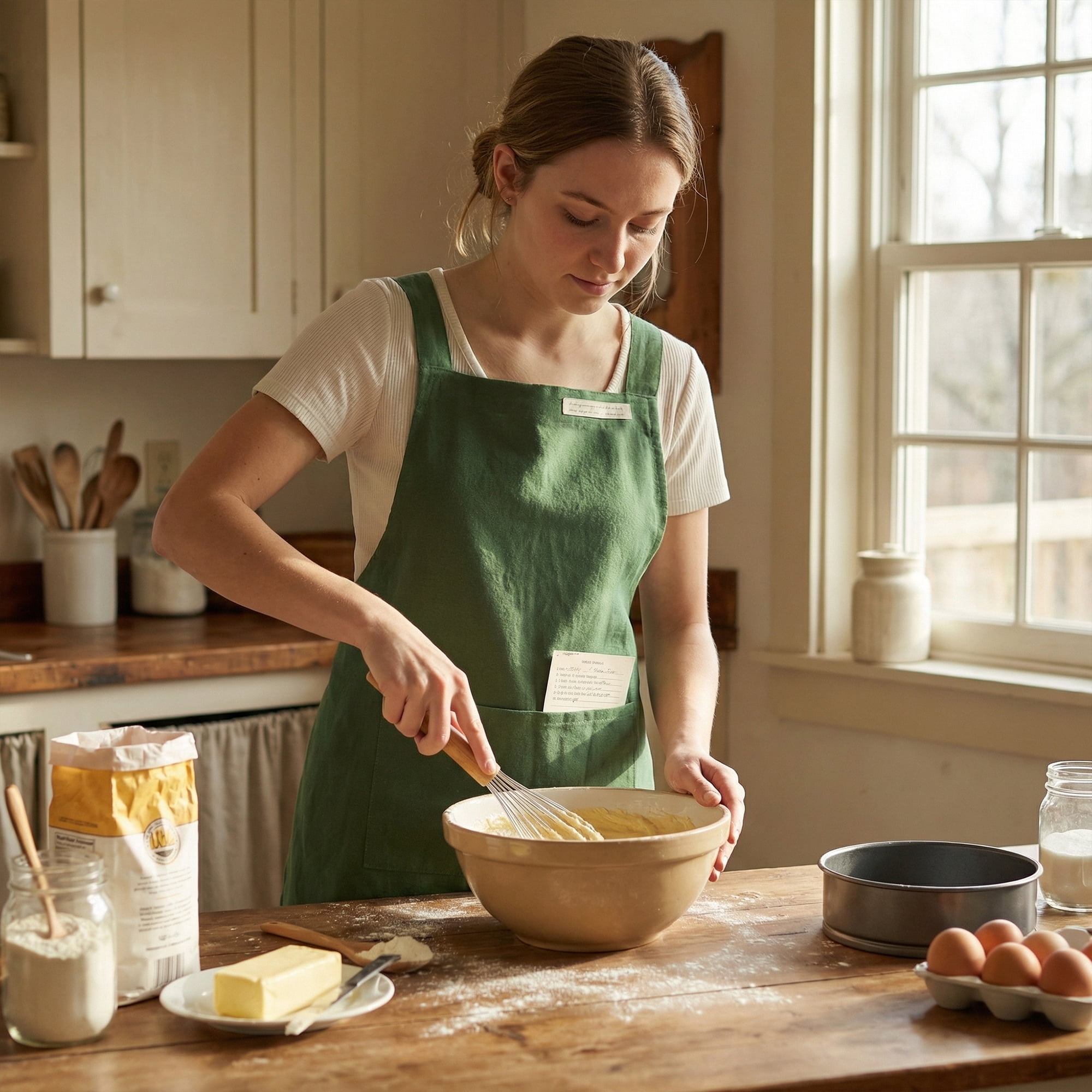 Unique Bargains Women with Pockets Kitchen Apron Cotton Cooking Apron 31.4x41.3in Green