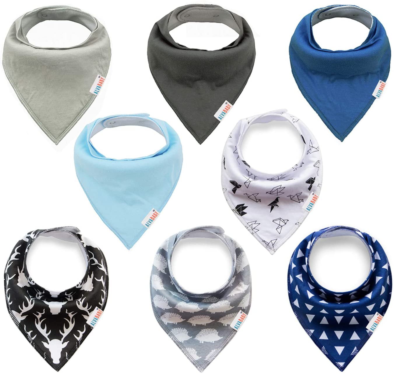 ALVABABY Bandana Drool Bibs Feeding Resuable for Boys& Girls Floral 8 Pack of Super Absorbent Baby Gift Sets 8SD24 