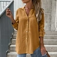 thumbnail image 2 of Yubnlvae Cotton-Linen Button-Up Shirts - 2025 Casual V-Neck Tops for Women (Breathable, Solid Color Chic) Khaki XXL, 2 of 4