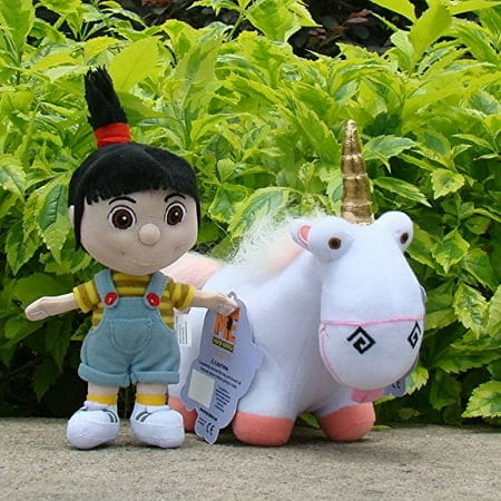 2Pcs Despicable Me Plush Toy Fluffy Unicorn Cute Agnes Stuffed Animal Doll item G4W8B 48Q46713