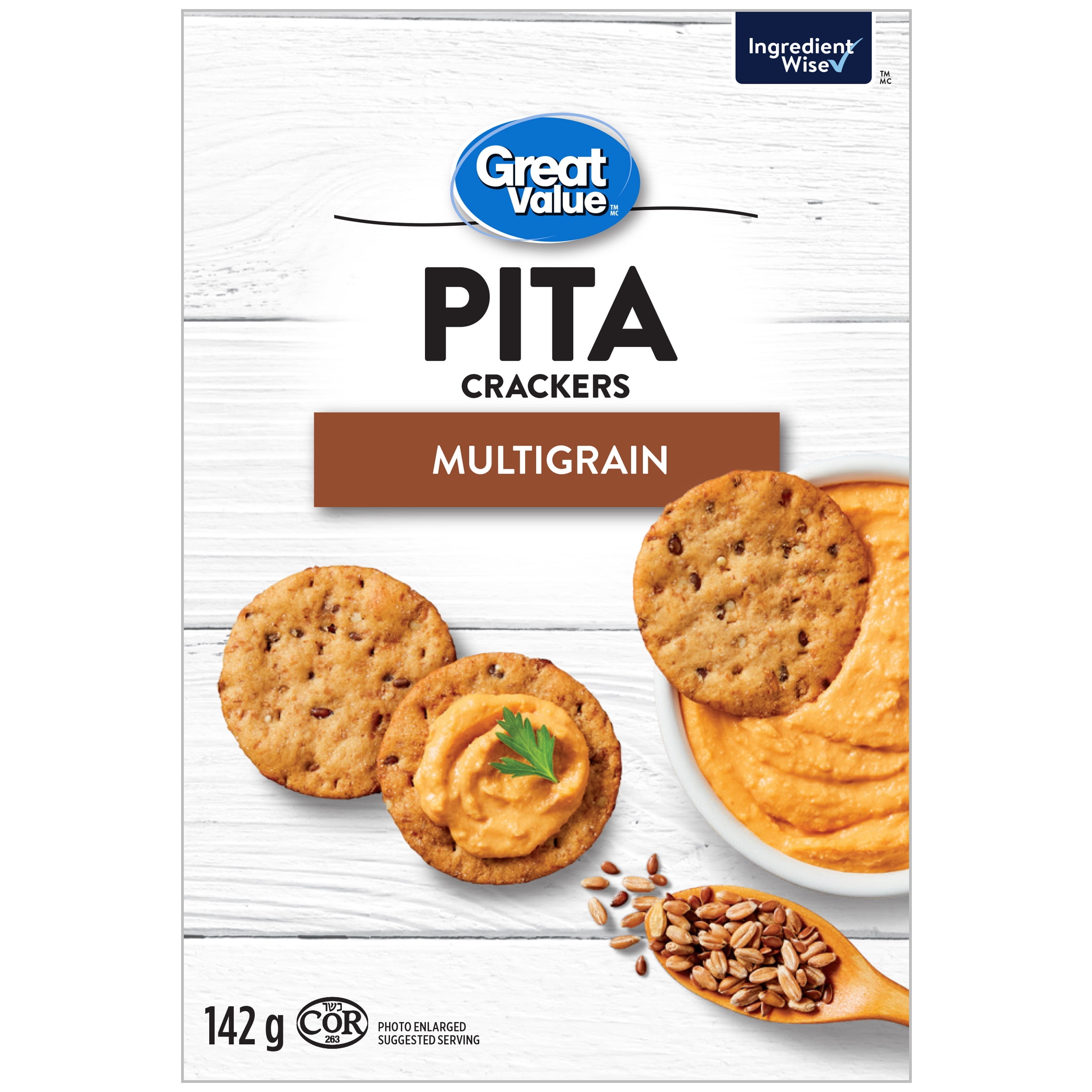 Great Value Multigrain Pita Crackers, 142 g