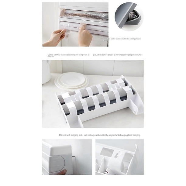 Plastic Wrap Paper Storage Rack Wall-Mounted Roll Rack White | Bodega ...